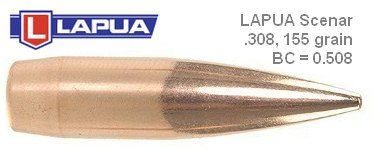 Lapua cal .308 155 grain Scenar