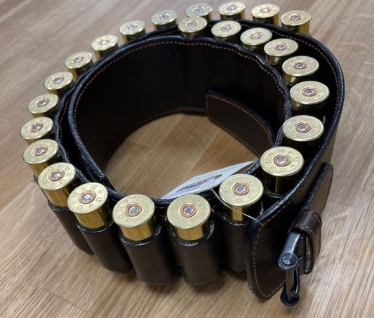 Leður skotbelti 12 gauge.